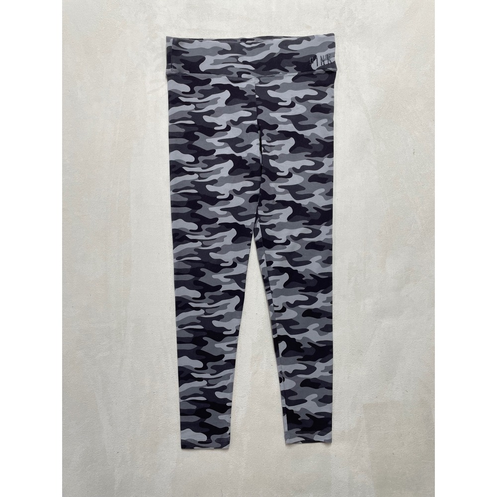 Victorias Secret PINK Camo Leggings Gray Black Camouflage Rhinestone Logo Medium